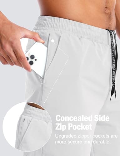 Aolesy Men’s 2 in 1 Running Shorts 5 Inch Quick Dry Workout Gym Shorts with Pockets Tennis Training Athletic Shorts with Liner for Men White - Image 2