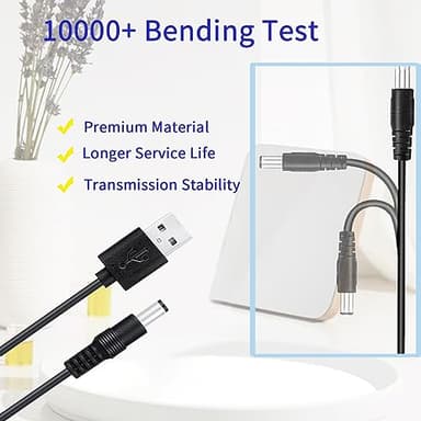 USB to DC 5V Power Cord, Universal USB to DC 5.5x2.1mm Plug Power Charging Cable with 10 Connectors for Router, Mini Fan, Speaker, Camera, Smart Phone and More 5V Devices - Image 6