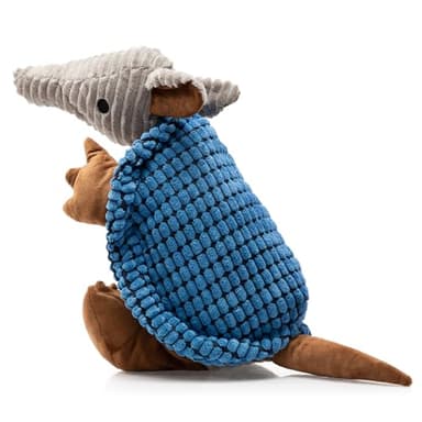 Hollypet Plush Dog Squeaky Toy Stuffed Armadillo Animal Pet Puppy Chew Toys with Clean Teeth for Small Medium Large All Breed Sizes Dogs, Blue, 14 in - Image 1