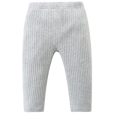 Fullfamous Infant Baby Girl's Pants Clothes Cotton Ribbed 5 Pack Clothing Outfit Leggings,Black/White/Grey Marl/Pink/Purple 12-18 Months - Image 6