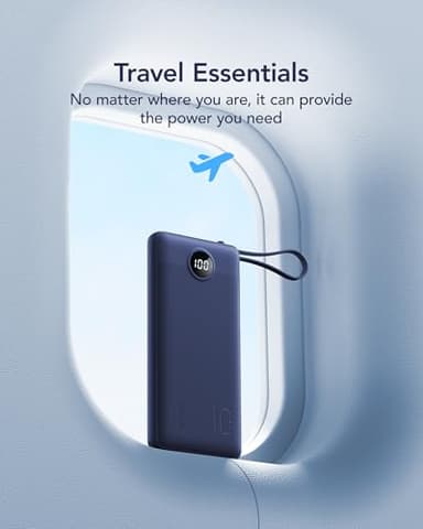 VRURC Portable Charger Power Bank, 10000mAh Travel Essentials, 5 Outputs 2 Inputs Slim Battery Pack Built-in Cables Cords Compatible with iPhone,Samsung,Android-Navy Blue(1 Pack) - Image 6