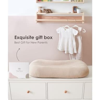 MairMore Muslin Baby Lounger Cover for Newborn & Infant, 100% Cotton Soft and Breathable Lounger Slipcover for Baby Girls and Boys, Pack of 2 (Pink, Ivory) - Image 4