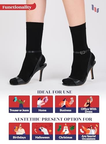 Hugh Ugoli Womens Rayon derived from Bamboo Dress Socks, Crew Soft Thin Calf Socks for Business, Trouser & Casual, Black, 3 Pairs, Shoe Size: 6-9 - Image 5