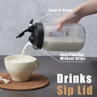FyndraX Pour Spout Lids for Ball Regular Mouth Mason Jars, Airtight Canning Jar Flip Cap Top Lid for Drinking, Salad, Dressing Pouring, Leak-Proof, Black&Grey Pack of 8 - Image 4