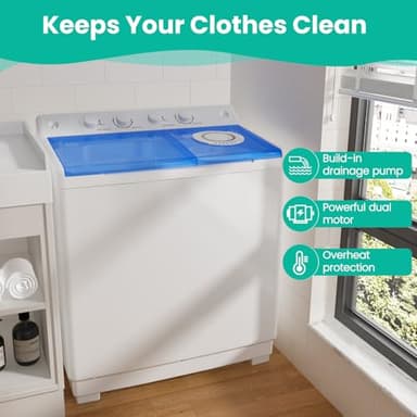 Auertech 40 Lbs Portable Washing Machine, Portable Washer for Apartment with 24 Lbs Washer, 16 Lbs Spinner, Large Top Load Washing Machine for RV Dorm - Image 6