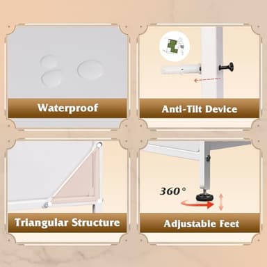 WLIVE White TV Stand with Charging Station, Entertainment Center with 8 Fabric Drawer, TV Media Console Table Open Storage Shelves, Wood Top for Living Room, Hallway - Image 6