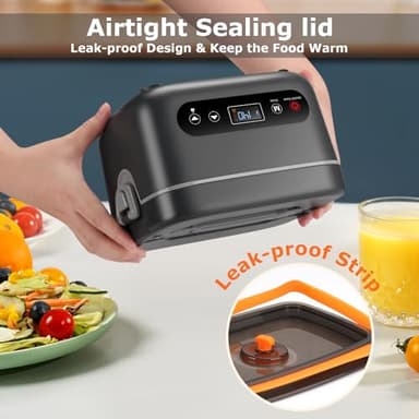 THZDMI 1.2L Cordless Electric Lunch Box – 20000mAh Rechargeable Portable Food Warmer with 5-Sided Heating, Auto Temperature Control, Leakproof & BPA-Free – Perfect for Office, Truck, Outdoors Black - Image 5