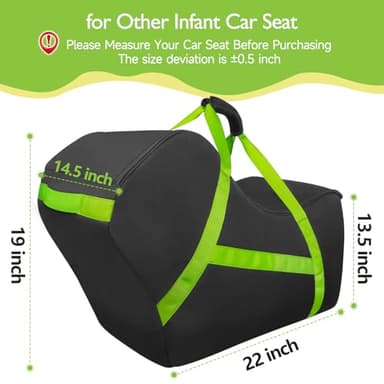 YOREPEK Infant Car Seat Travel Bag Compatible with All Nuna Pipa Car Seat and Base or Chicco KeyFit 30 and Base, Padded Car Seat Bags for Air Travel,Car Seat Gate Check Bag with 5 Protective Feet - Image 2