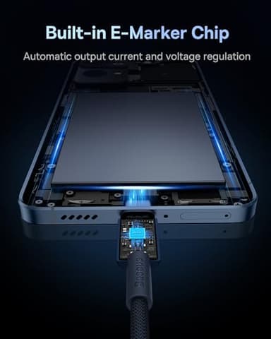 Baseus USB C Cable, 100W PD 5A QC 4.0 Fast Charging USB C to C Cable, Zinc Alloy Nylon Braided USB Type C Charger Cord for iPhone 16 15 Pro/Plus/Pro Max, MacBook, iPad Pro, Galaxy S24 S23+ (6.6ft) - Image 5