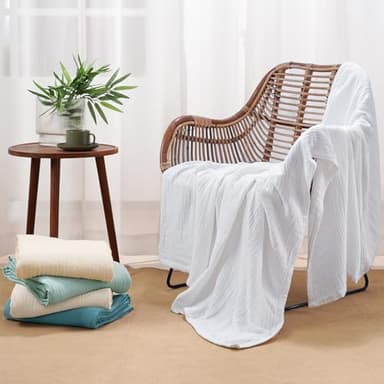 David's Home Ultra Soft Cooling Muslin Blanket Queen, 60% Rayon Derived from Bamboo 40% Cotton, Breathable Lightweight Cozy Gauze Layer for Hot Sleepers All Season,Elegant Home Decoration,Light Tan - Image 2