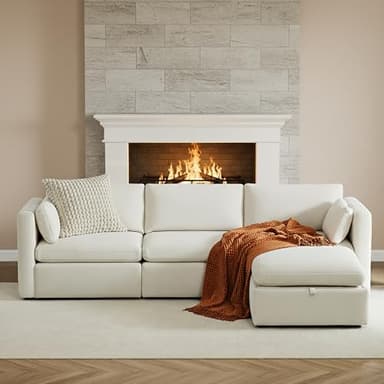 CHITA Oversized Modular Sectional Sofa, FSC Certified L Shaped Sectional Couches for Living Room, 112 inch Width,4 Seat Modular Sofa with Storage Ottoman, Linen - Image 9