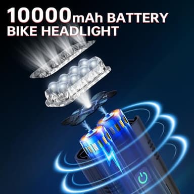 YANRI Bike Lights 8 LED Lights for Night Riding, 1500 Lumen Ultra Bright Bicycle Light Set, Rechargeable Waterproof Multi-Function for Kids Adults - Image 6