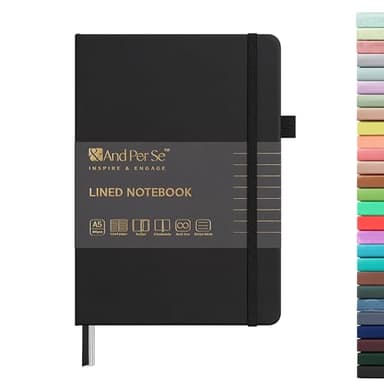 &And Per Se Lined Journal Notebook, 160 Pages, A5 5.7 x 8 inches College Ruled Thick Paper Notebook Journals for Writing, Hardcover Notebooks for Women Men Office School (1 Pack, Black) - Image 1