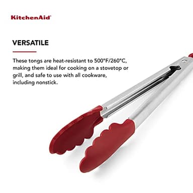 KitchenAid Silicone Stainless Steel Tongs, 12 Inch, Red - Image 4