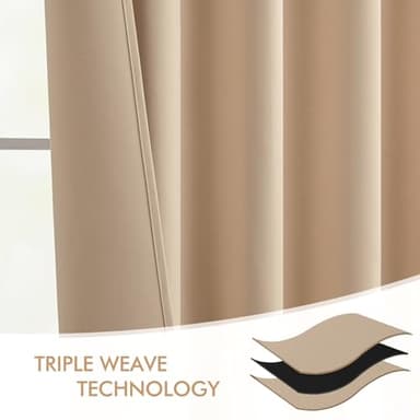 MIULEE Back Tab Beige Curtains 120 Inch Long 2 Panels Set for Living Room Bedroom, Cream Rod Pocket/Pinch Pleated Light Blocking Extra Long Thermal Insulated Room Darkening Blackout Curtains/Drapes - Image 7