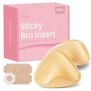Double Sided Sticky Bra Inserts Reusable | Push Up Lift Self-Adhesive Pads for Strapless, Bikini, Swimsuit, and Sports Bras | Comfortable, Invisible Support for a Natural Look | Long-Lasting Beige - Image 1