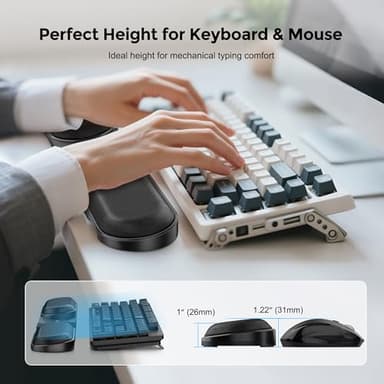 AboveTEK Keyboard Wrist Rest – Adjustable Angle & 25-Inch Length, Foldable Ergonomic Memory Foam Support for Computer, Laptop & Gaming – Non-Slip, Relieves Forearm & Elbow Pain for Typing & Mouse Use - Image 2