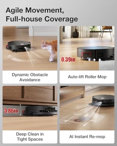 Yeedi S14 Plus Robot Vacuum and Mop, 18,000Pa Suction, OZMO Roller Mopping, ZeroTangle 2.0, TruEdge 3D Sensor, All-in-One Station with Auto Hot Water Washing & Self-Drying, Black - Image 7
