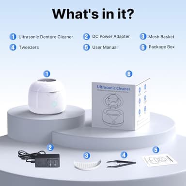 CXRUY Ultrasonic Retainer Cleaner - UV Dental Cleaning Pod Night Guard Cleaner for Dentures, Aligner, Braces, Toothbrush Heads, Jewelry (White) - Image 8