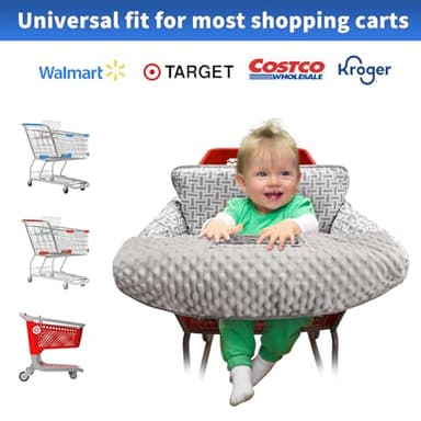 Pozico Minky Dot Shopping Cart Cover for Baby - Soft and Cozy High Chair Cover, Portable and Machine Washable-Gray Rectangle Print - Image 6
