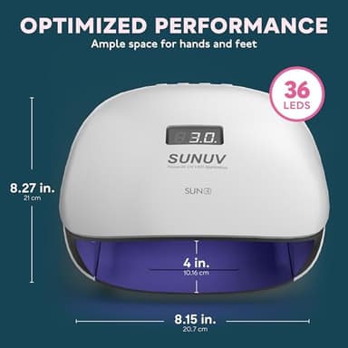 SUNUV UV LED Nail Lamp, UV Light for Nails Compatible with All Gel Polish, 36 LEDs with 4 Timer Settings, LCD Display for Home Salon SUN4 Black - Image 4