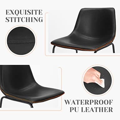 Bar Stools Set of 2, Counter Height Bar Stools with Back, 26 inch Armless Industrial Faux Leather Barstools with Metal Legs and Footrest, Modern Dining Chairs for Home Kitchen Island, Black - Image 4