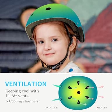 ETEETOW Adjustable Gradient Color Kids/Toddler Bike Helmet for 1-2-3-5-8-14 Years Boys Girls,Skateboard Helmet with Knee and Elbow Pads Wrist Guard Roller Skates,Cycling,Skating Scooter Longboard - Image 5