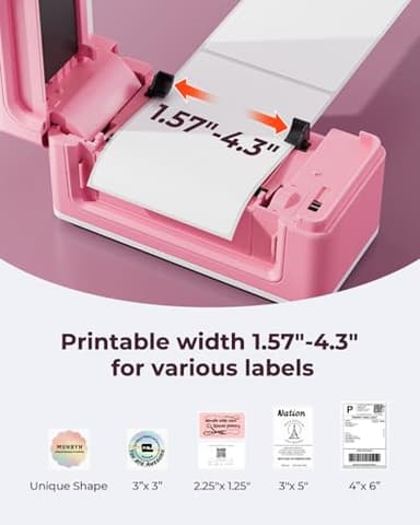 MUNBYN Bluetooth Thermal Label Printer 941B, Wireless 300DPI 4x6 Shipping Label Printer for Small Business, Compatible with Windows, Mac, iPhone, Android, PC, Ebay, Amazon, Shopify, Etsy, USPS (Pink) - Image 4