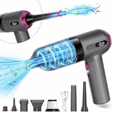 KMM Handheld Car Vacuum Cleaner, 4 in 1 Vacuum Cleaner 16000Pa Air Duster, 3-Speed Adjustable 120W High Power Vacuum Cleaner with LED Light and Multi-Nozzles for Car, Home, Office, Pet - Image 1