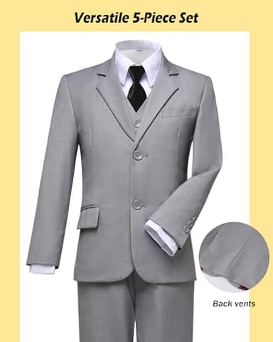 KEYWANTS Suits for Teenage Boys Size 14 Kids Tuxedo Teens Wedding Formal Dresses Outfits Gray Jacket Pants and Vest Set - Image 5