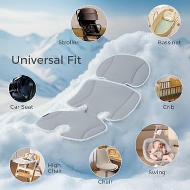 Momcozy Stroller Cooling Pad | Universal Soft Cooler Pad, Breathable & Adjustable Car Seat Liner | Detachable 2-Piece Cooling Cushion | Fits Strollers, Car Seat, High Chair, Bassinet, Swing - Image 6