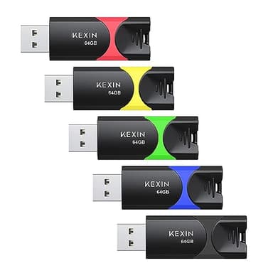 KEXIN Flash Drive 64GB Thumb Drive 5 Pack 64 GB USB Flash Drive USB 2.0 Memory Stick 64G Thumb Drives Jump Drive Data Storage (64GB, 5 Mixed Colors) - Image 1