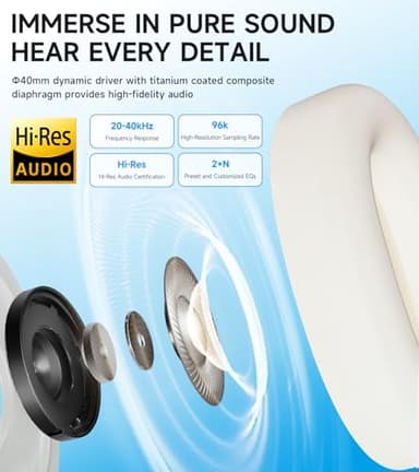 Edifier W800BT Pro Hybrid Active Noise Cancelling Headphones - Hi-Res Audio - AI Call Noise Cancellation - 45H Playtime - Fast Charging - Foldable - Wireless Over-Ear Bluetooth 5.4 Headphones - Black - Image 3