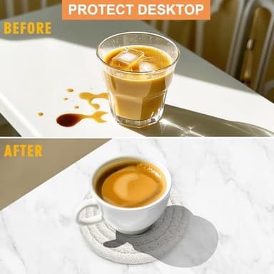 12 Pcs Handmade Woven Coasters for Drinks, Absorbent and Insulating Cotton Coasters with Seagrass Basket Holder set, Boho Perfect for Coffee Table and Home Decor - Image 4