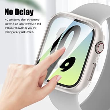 [3 Pack] COMMUTER for Apple Watch Series 3/2/1 Screen Protector 42mm, Hard PC Ultra-Thin Protective Face Cover Case with Built-in Tempered Glass Film iWatch 3 2 1 42mm Black/Clear/Starlight - Image 5