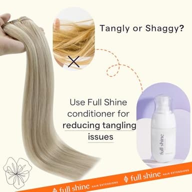 Full Shine Blonde Sew in Weft Hair Extensions Silky Straight Real Hair Wefts Human Hair 105 Grams Sew in Hair Extensions Ash Blonde Highlight Bleach Blonde Remy Bundles 24 Inch - Image 6