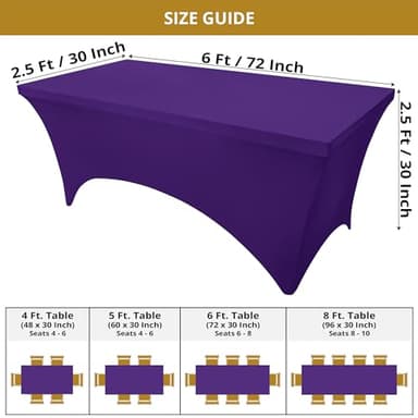 Utopia Kitchen Spandex Tablecloth 2 Pack [6FT, Purple] Tight, Fitted, Washable and Wrinkle Resistant Stretch Table Cloth Rectangle Cover for Trade Show, Weddings & Parties [72Lx30Wx30H Inch] - Image 2
