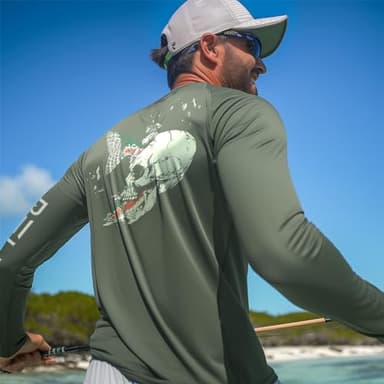 Palmyth Fishing Shirts for Men Long Sleeve UPF 50+ T Shirt Sun Protection Tee (Military/Trout Crushing, L) - Image 3