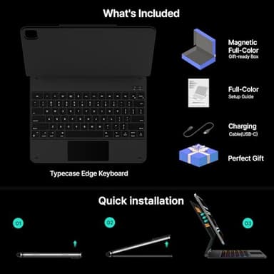 typecase Keyboard Case for iPad Pro 13-inch (M4) 2024,Magic Keyboard with 11 Colors Backlight for iPad Pro 13,Keyboard Case with Pencil Holder,Multi-Touch Trackpad, Easy-Set Magnetic Stand,Black - Image 7