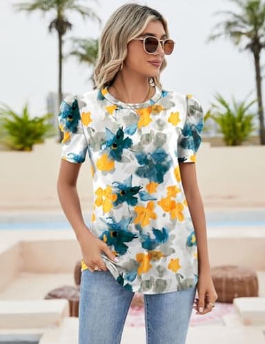 Womens Work Tops 2025 Fashion Trends Women Cute Tops Work Shirts Tops Spring Tops for Women 2025 Business Casual Tops Multi Teal M - Image 2