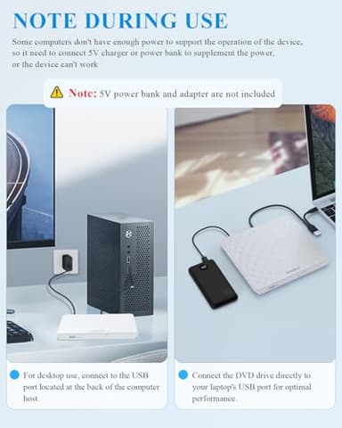 ORIGBELIE External CD/DVD Drive for Laptop, Ultra Slim 13mm USB 3.0 Type-C Portable DVD Player CD Burner Reader Writer Recorder for Desktop PC Windows 11/10/8/7 Linux Mac OS, White - Image 8