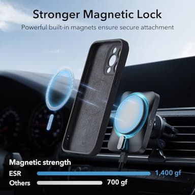 ESR for iPhone 15 Pro Max Case with MagSafe, Supports Magnetic Charging, Slim Liquid Silicone Case, Shock Absorbing, Screen and Camera Protection, Cloud Series, Black - Image 3