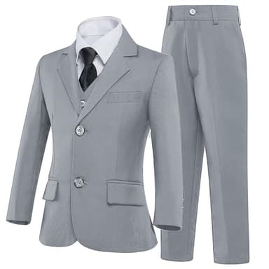 KEYWANTS Suits for Teenage Boys Size 14 Kids Tuxedo Teens Wedding Formal Dresses Outfits Gray Jacket Pants and Vest Set - Image 2
