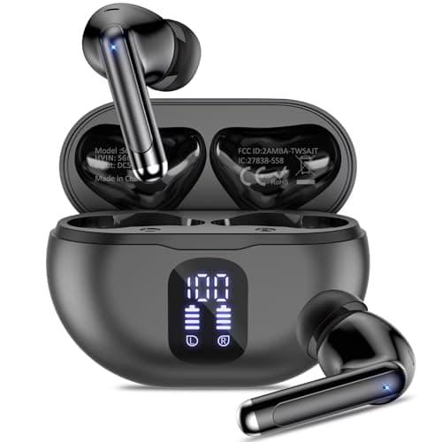 BHNYBWUL Wireless Earbuds, 2024 Bluetooth 5.3 Headphones, 50H Playback Deep Bass Stereo Ear Buds with LED Power Display Charging Case, IPX7 Waterproof Earbuds for Laptop Pad Phones Sports Workout - Image 1