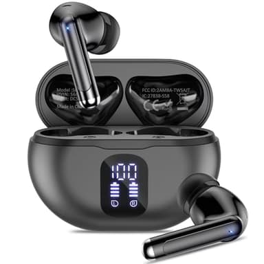 BHNYBWUL Wireless Earbuds, 2024 Bluetooth 5.3 Headphones, 50H Playback Deep Bass Stereo Ear Buds with LED Power Display Charging Case, IPX7 Waterproof Earbuds for Laptop Pad Phones Sports Workout - Image 1