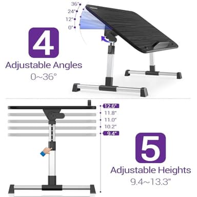 Nearpow Laptop Bed Tray Table, Adjustable Laptop Bed Stand, Portable Standing Table with Foldable Legs, Foldable Lap Tablet Table for Sofa Couch Floor - Medium Size - Image 5
