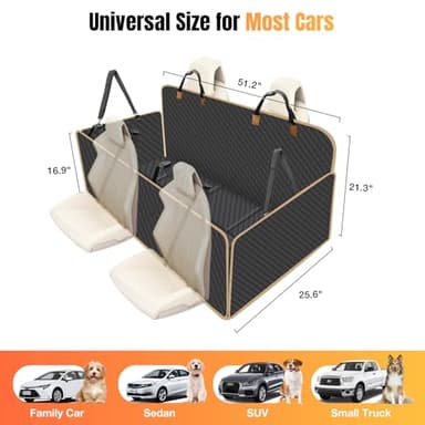 Lekespring Dog Car Seat Cover for Back Seat, Dog Car Bed Cover with Strong Hard Bottom 4 Panels, Back Seat Extender Hammock for Cars SUV Truck Black Color - Image 4
