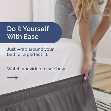 Wrap Around Dust Ruffle Bed Skirt - Dark Grey - for King Size Beds with 18 Inch Drop - Elastic Strap - Adjustable Pleated Bedskirt with Brushed Fabric and Wrinkle Free - for Women, Men, Kids & Teens - Image 3