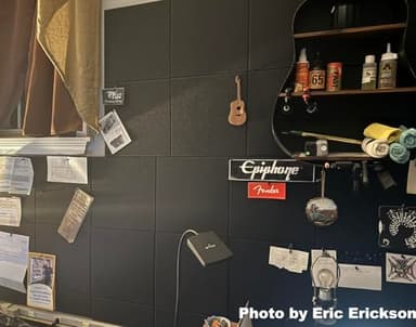 DECORITA Felt Wall Tiles | Large Cork Board Alternative | Aesthetic Felt Bulletin Board for Office, Home & Classroom | Large Cork Boards for Walls Pinboard (12-Pack) | Black - Image 4