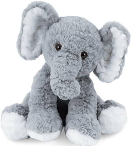 Mikee Fluffie Elephant Stuffed Animals Soft Plush Toy for Baby Girls Boys,12" Grey Soft Small Stuffed Elephant Huggable Gifts for Birthday - Image 1